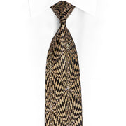Gold Geometric On Black Rhinestone Silk Tie With Gold