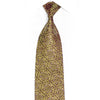 Gold Green Floral Scrolls On Brown Rhinestone Silk Necktie