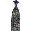 Gold Paisley On Blue Silk Tie Sparkling With Rhinestones &
