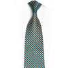 Gold Teal Geometric And Floral On Brown Rhinestone Silk Tie