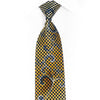 Golden Yellow & Navy Checkered Woven Silk Rhinestone Tie