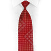 Interlocking Circles On Red Rhinestone Silk Necktie