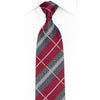 Maroon Gray Plaid Rhinestone Silk Necktie - 1