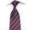 Bruno Baffi Men's Silk Rhinestone Tie Silver Striped On Purple Damask On Navy Blue - San-Dee