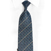 Mens Silk Tie Silver Trellis & Stripped Rhinestones On Blue