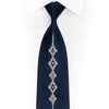 Navy Blue Geometric Rhinestone Silk Necktie by Lalanta - 1