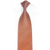 Orange Geometric Design On Brown Rhinestone Silk Necktie