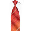 Orange Geometric & Striped Rhinestones On Silver Silk Tie