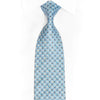 Paisley Checkered Motif On Light Blue Silver Rhinestone Tie