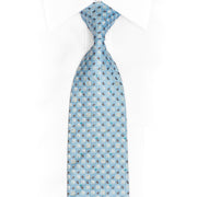 Paisley Checkered Motif On Light Blue Silver Rhinestone Tie