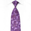 Yezak Men’s Crystal Silk Tie Paisley On Purple With Sparkles