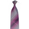 Pink Geometric Striped On Navy Rhinestone Silk Tie