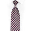 Premium Purple Plaid Silk Necktie with Rhinestone