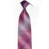 Purple Blue Geometric On Silver Rhinestone Silk Necktie