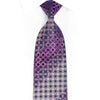Purple Geometric Circles On Navy Blue Rhinestone Silk Tie