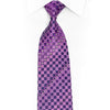 Purple Geometric Rhinestone Silk Necktie With Silver