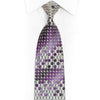 Purple Geometric On Silver Rhinestone Silk Necktie - 1