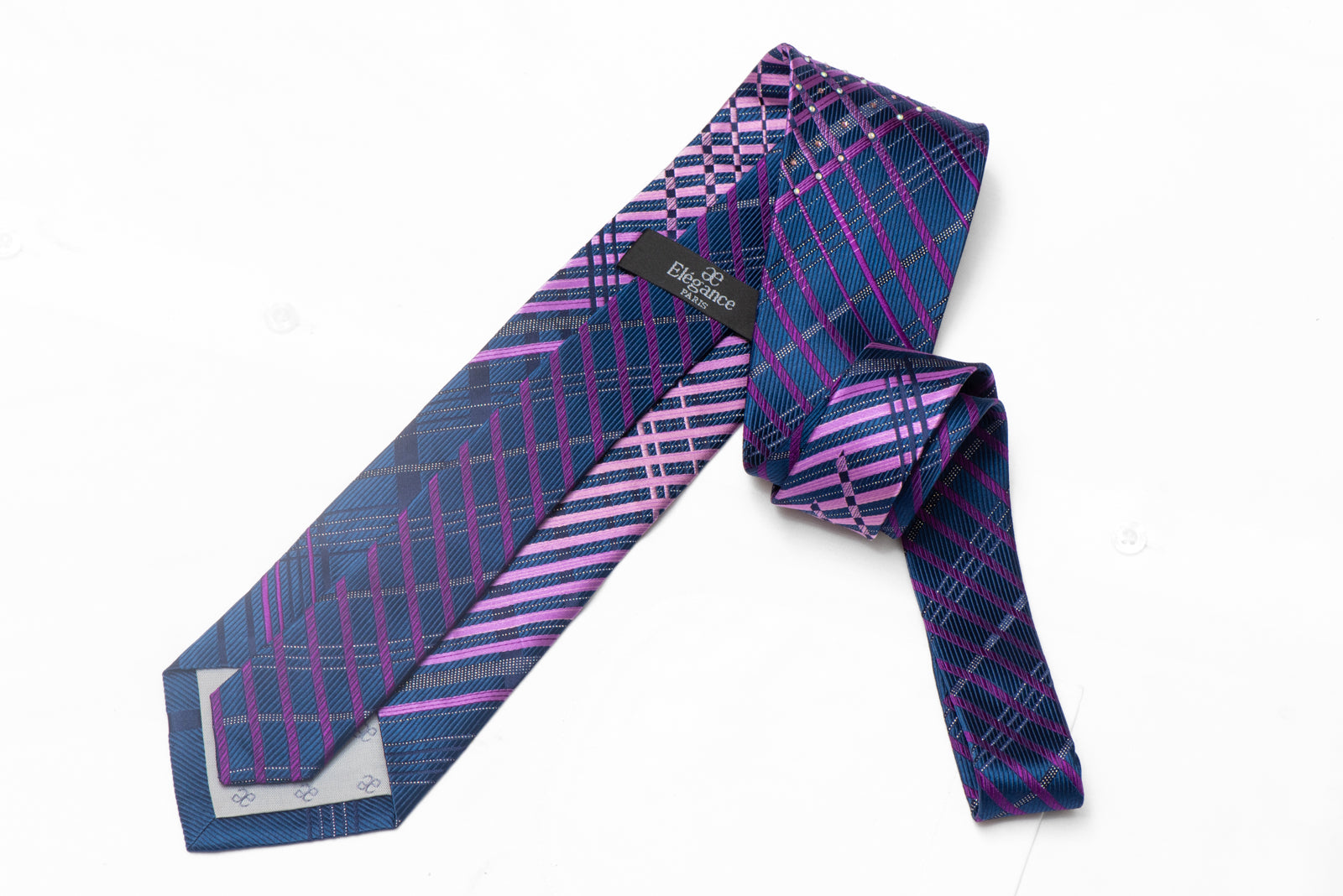 Dion 31256 Boy's Tie- Stripe - Navy/Blue/Purple