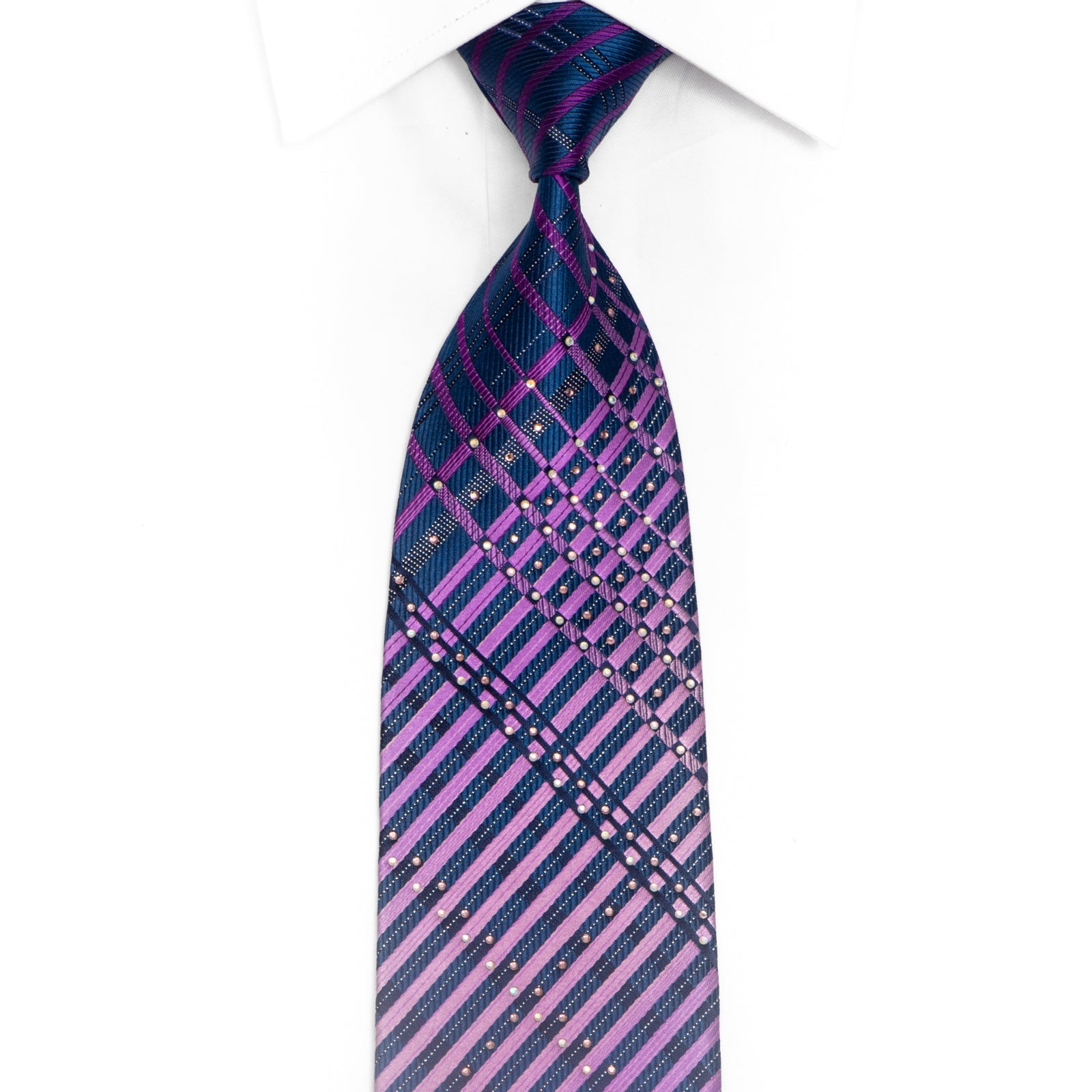 Dion 31256 Boy's Tie- Stripe - Navy/Blue/Purple main image 1