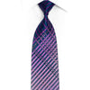 Purple Striped On Navy Blue Rhinestone Silk Necktie