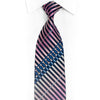 Purple Striped Rhinestone Silk Necktie On Navy Blue