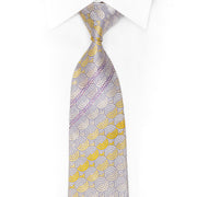 Purple Yellow Geometric On Mauve Silk Necktie With Purple
