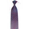 Red Micro Squares On Blue Rhinestone Silk Tie With Silver