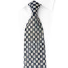 Renoma Silk Rhinestone Tie Silver Navy Blue Checker