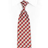 Rhinestone Gingham Silk Necktie – Red & Cream - 1