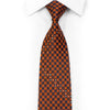 Rhinestone Necktie Black Geometric Circles On Orange