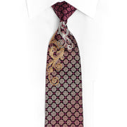 Rhinestone Scrolls On Purple Black Silk Tie With Silver