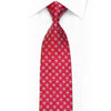 Rhinestone Silk Necktie Silver Geometric On Red