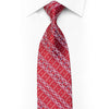 Rhinestone Silk Tie Silver Interlocking Striped Pattern