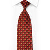 Silk Necktie Orange Geometric On Brown With Orange Studs - 1