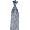 Silver Blue Geometric Silk Necktie Sparkling With Crystal