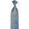 Silver Blue Geometric Striped Rhinestone Silk Tie