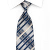 Daks Men's Silk Necktie Silver Blue Striped Crystal Necktie - San-Dee