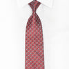 Silver Burgundy Geometric Rhinestone Silk Necktie