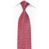 Silver Burgundy Geometric Rhinestone Silk Necktie