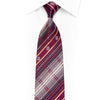 Silver Burgundy Plaid Rhinestone Silk Necktie With Gold