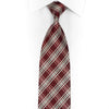 Silver Burgundy Plaid Rhinestone Silk Necktie - 1