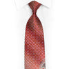 Silver Burgundy Striped Rhinestone Silk Necktie With Silver