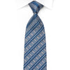 Daks Men's Rhinestone Silk Necktie Silver Cartouche & Striped On Blue With Silver Sparkles - San-Dee