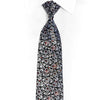 Silver Floral On Black Rhinestone Silk Tie With Red
