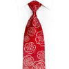 Silver Floral On Red Rhinestone Silk Tie With Silver