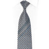 Silver Geometric Checkered On Navy Blue Rhinestone Necktie