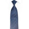 Silver Geometric On Navy Rhinestone Silk Necktie With Red