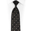 Silver Gold Checkered Geometric On Black Sparkle Tie