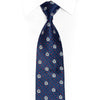 Silver Monogram On Blue Silk Necktie Sparkling With Red