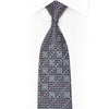 Silver Navy Checkered Rhinestone Silk Necktie With Purple